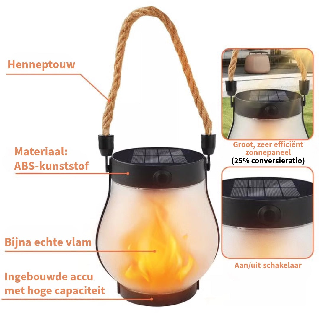 Dansende Vlammen Zonne-Energie Lantaarn