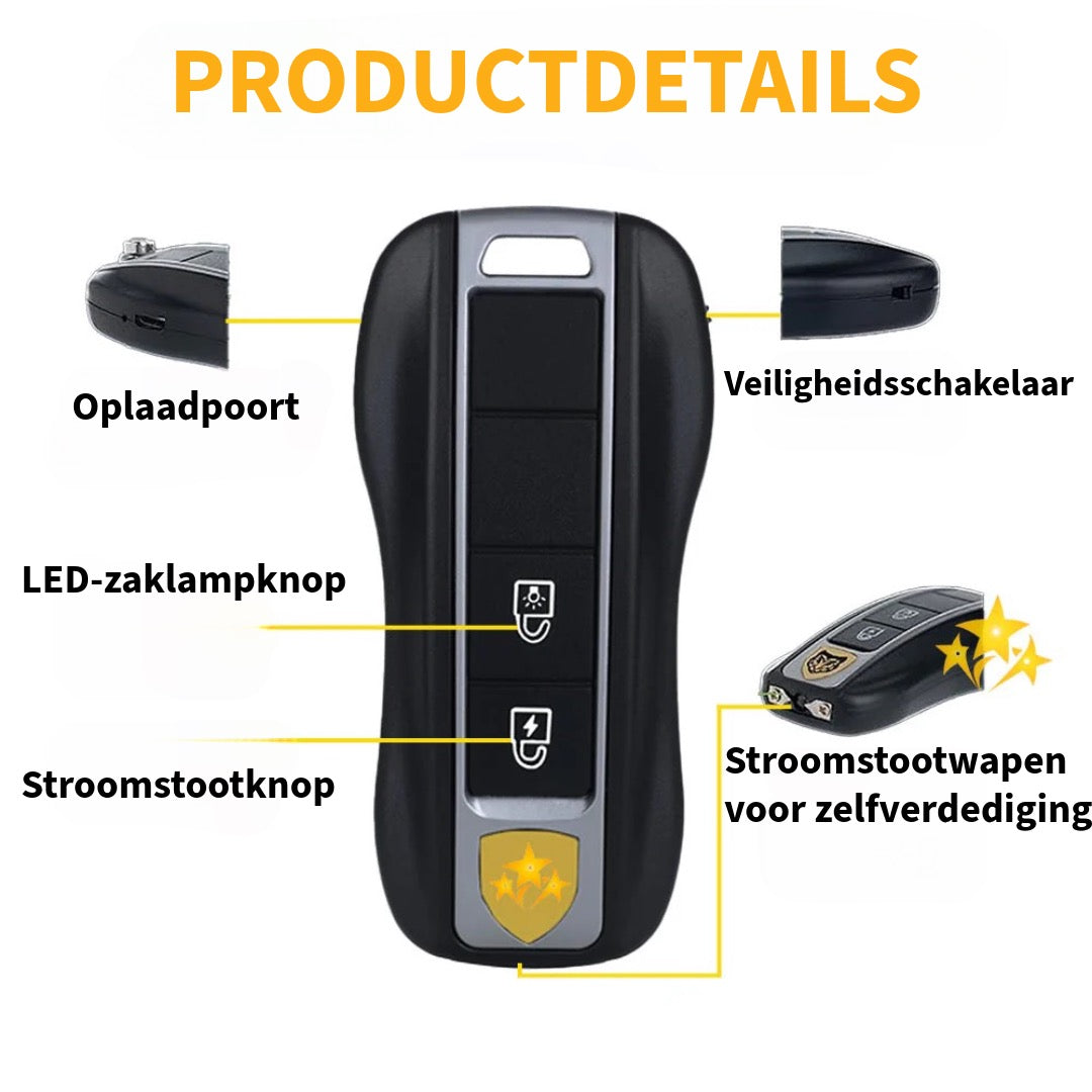 Zelfverdedigingszaklamp in Autosleutelvorm