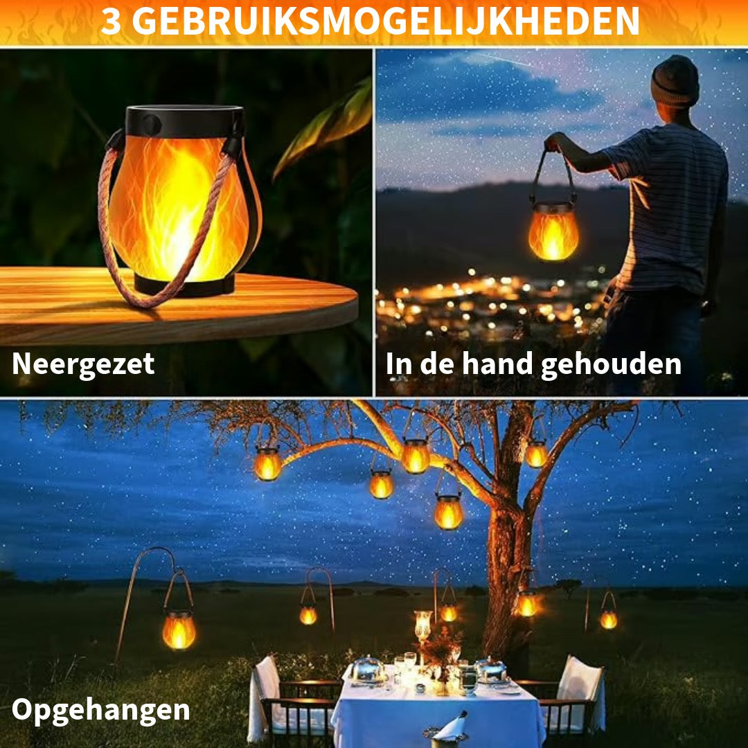 Dansende Vlammen Zonne-Energie Lantaarn