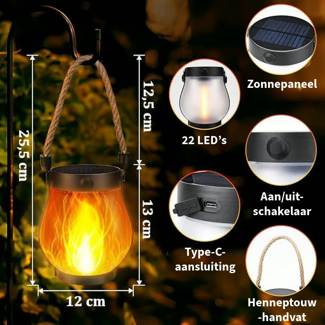 Dansende Vlammen Zonne-Energie Lantaarn