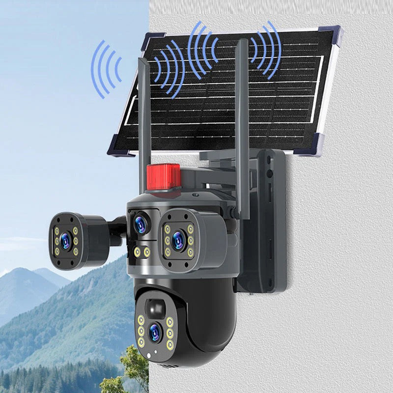 Drievoudige Lens Zonne-energie Domecamera