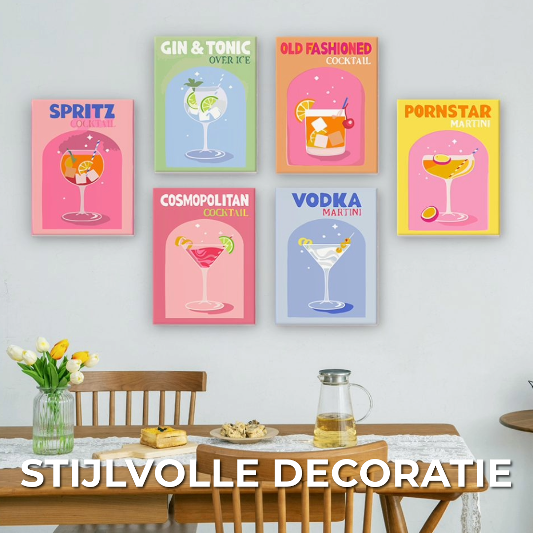 6 Mini Cocktail Schilderijen