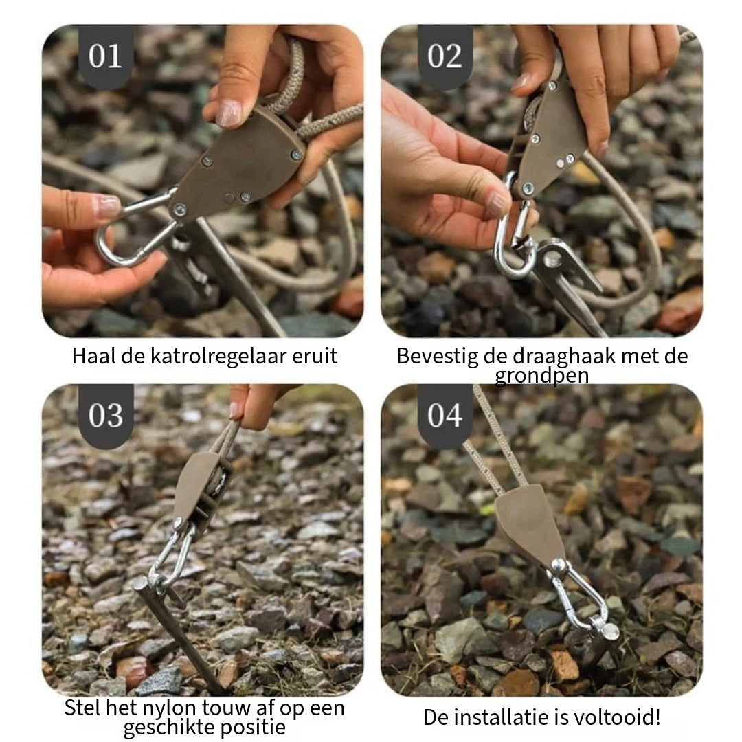 Draagbare Verstelbare Fix Tent hoge sterkte snelle release katrol - Camping touw