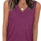 Dames Mouwloze V-hals Top – afslankend, losvallend en casual T-shirt