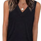 Dames Mouwloze V-hals Top – afslankend, losvallend en casual T-shirt