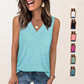 Dames Mouwloze V-hals Top – afslankend, losvallend en casual T-shirt