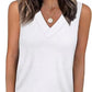 Dames Mouwloze V-hals Top – afslankend, losvallend en casual T-shirt