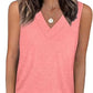 Dames Mouwloze V-hals Top – afslankend, losvallend en casual T-shirt