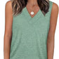 Dames Mouwloze V-hals Top – afslankend, losvallend en casual T-shirt