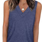 Dames Mouwloze V-hals Top – afslankend, losvallend en casual T-shirt