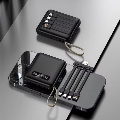 5000mAh Mini Power Bank met Ingebouwde Kabels | + Ingebouwde Zaklamp